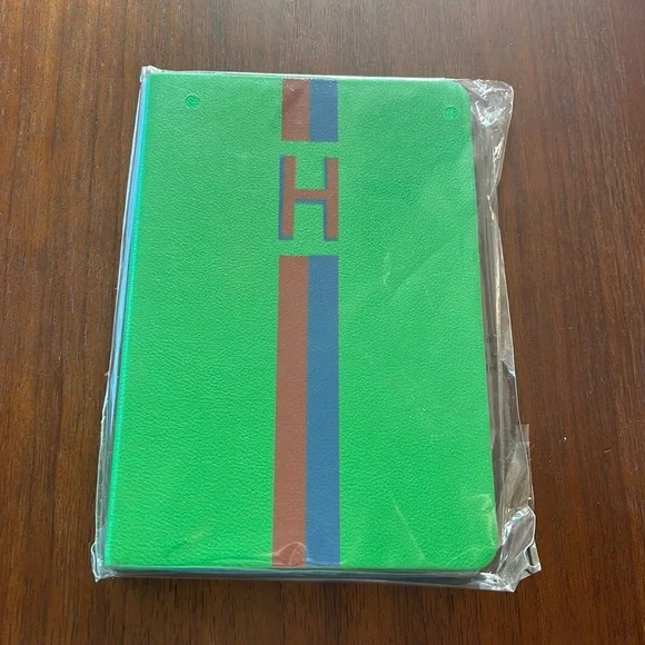 Clare V. For Anthropologie Green Stripe Monogram H Notebook NEW - Picture 5 of 11